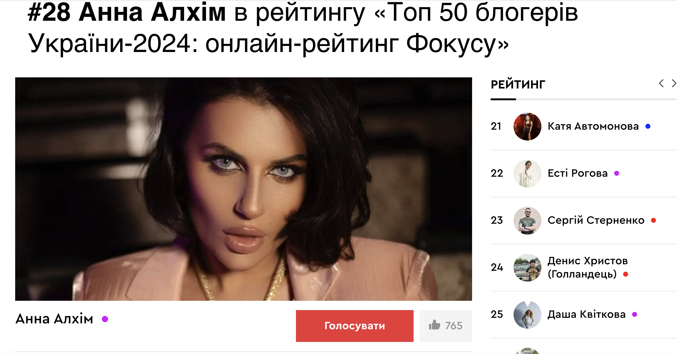 В сети проходит голосование за лучших блогеров Украины: среди кандидатов - предательница Стужук